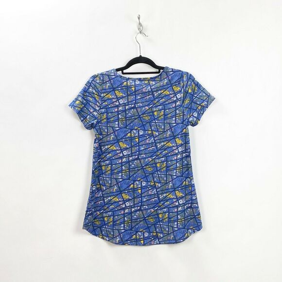 Lularoe XS Womens Unicorn Perfect T Blue Geometric Print Top - Picture 5 of 6